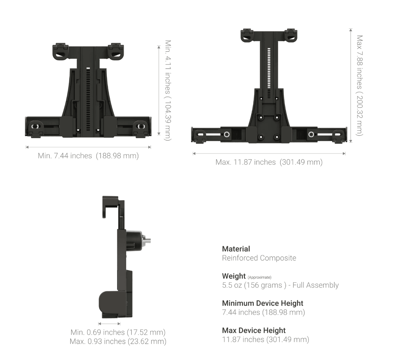 Arkon 7.25 inch Metal Robust Locking Forklift Front Guard Tablet Mount