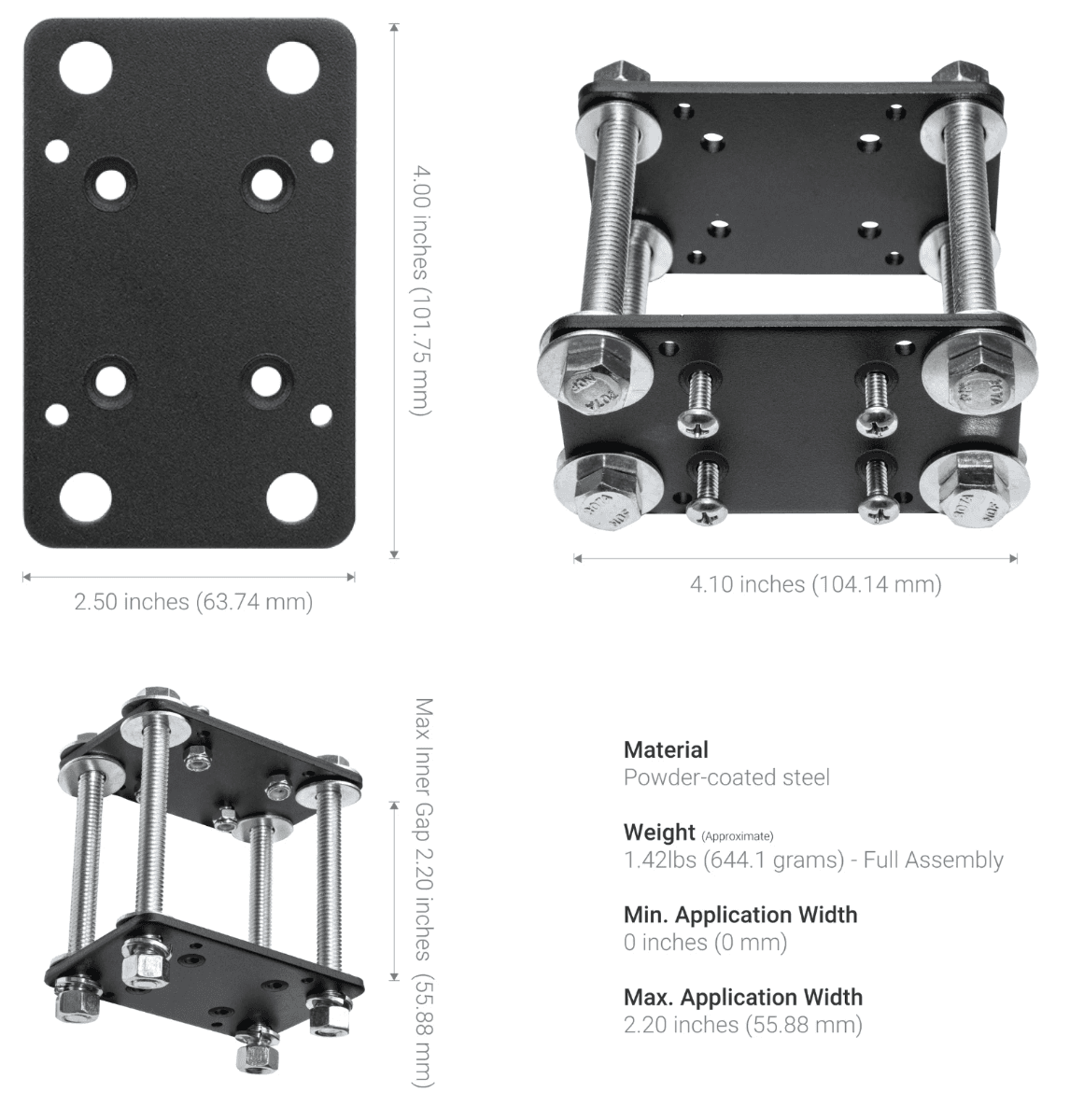 Arkon 10.25 inch Metal Robust Forklift Front Guard AMPS Mount