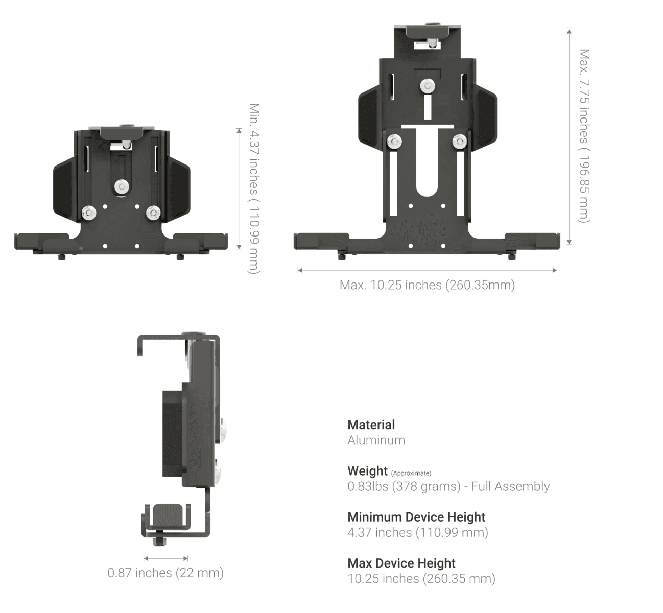 Arkon 7 inch Robust™ Locking Forklift Front Guard Tablet Mount