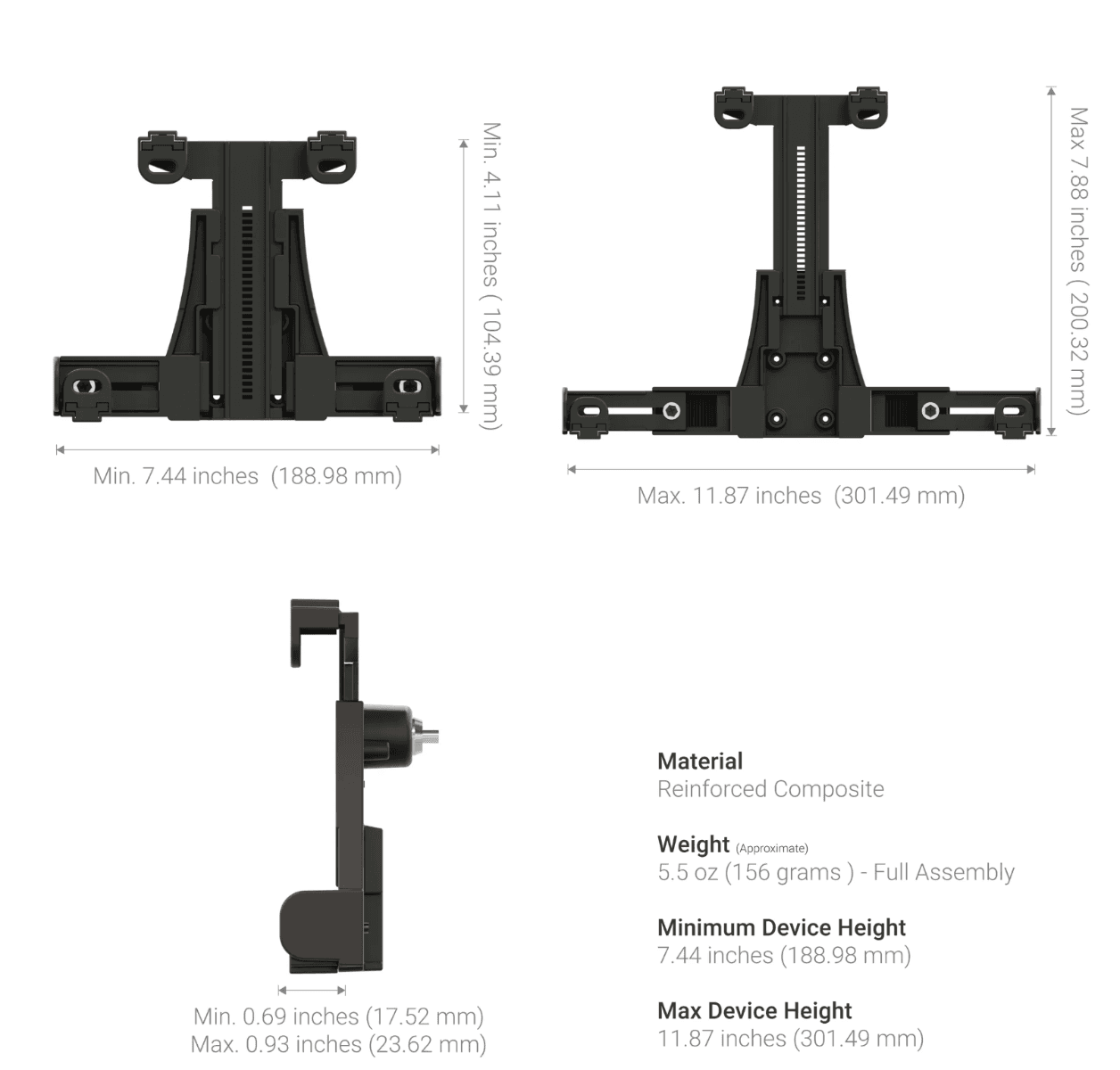 Arkon 7 inch Robust Plastic Locking Forklift Front Guard Tablet Mount