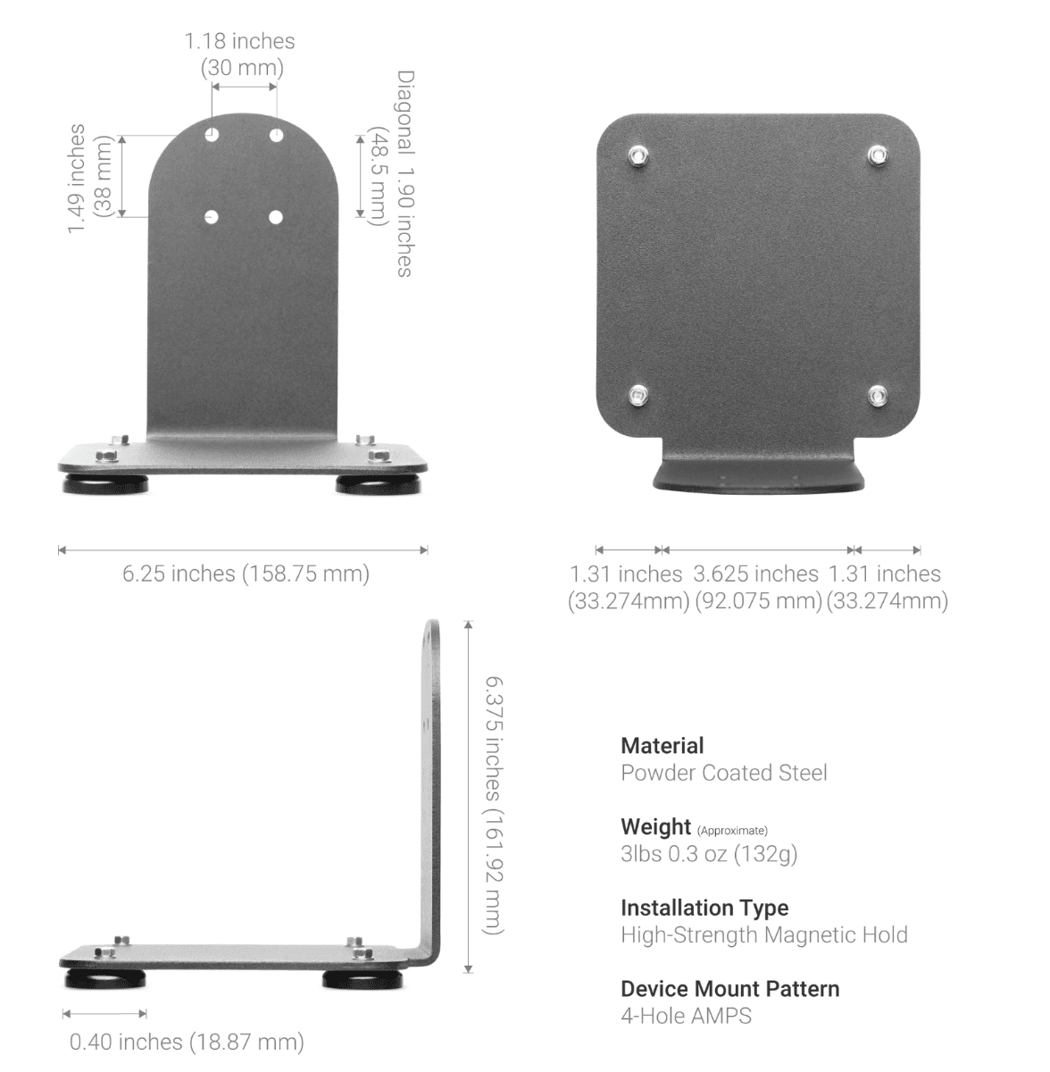 Arkon SteadyMag™ Magnetic Mount System with Universal Barcode Scanner Holder
