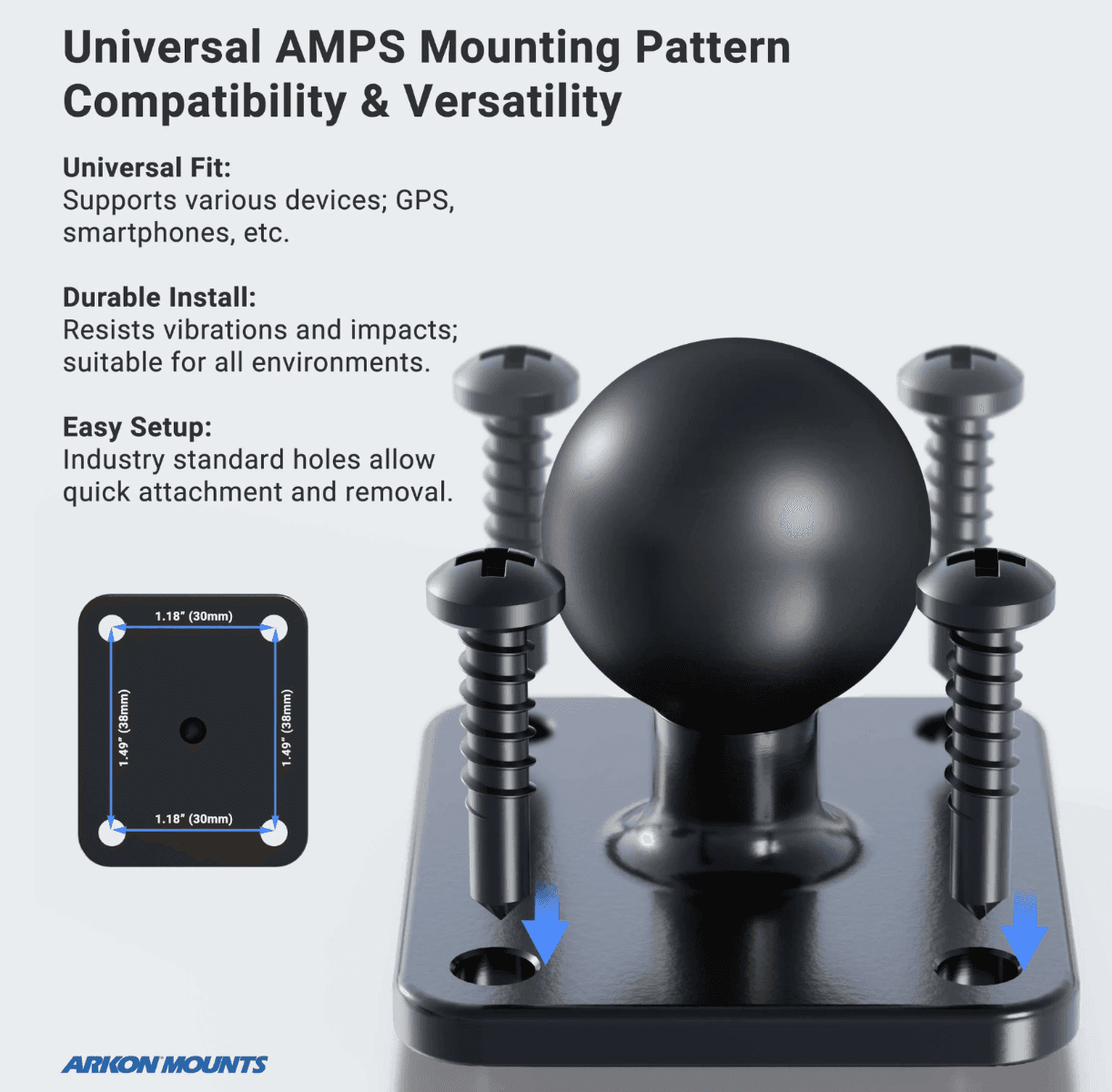 Arkon 25mm Metal Robust™ Forklift VESA Overhead Guard Mount