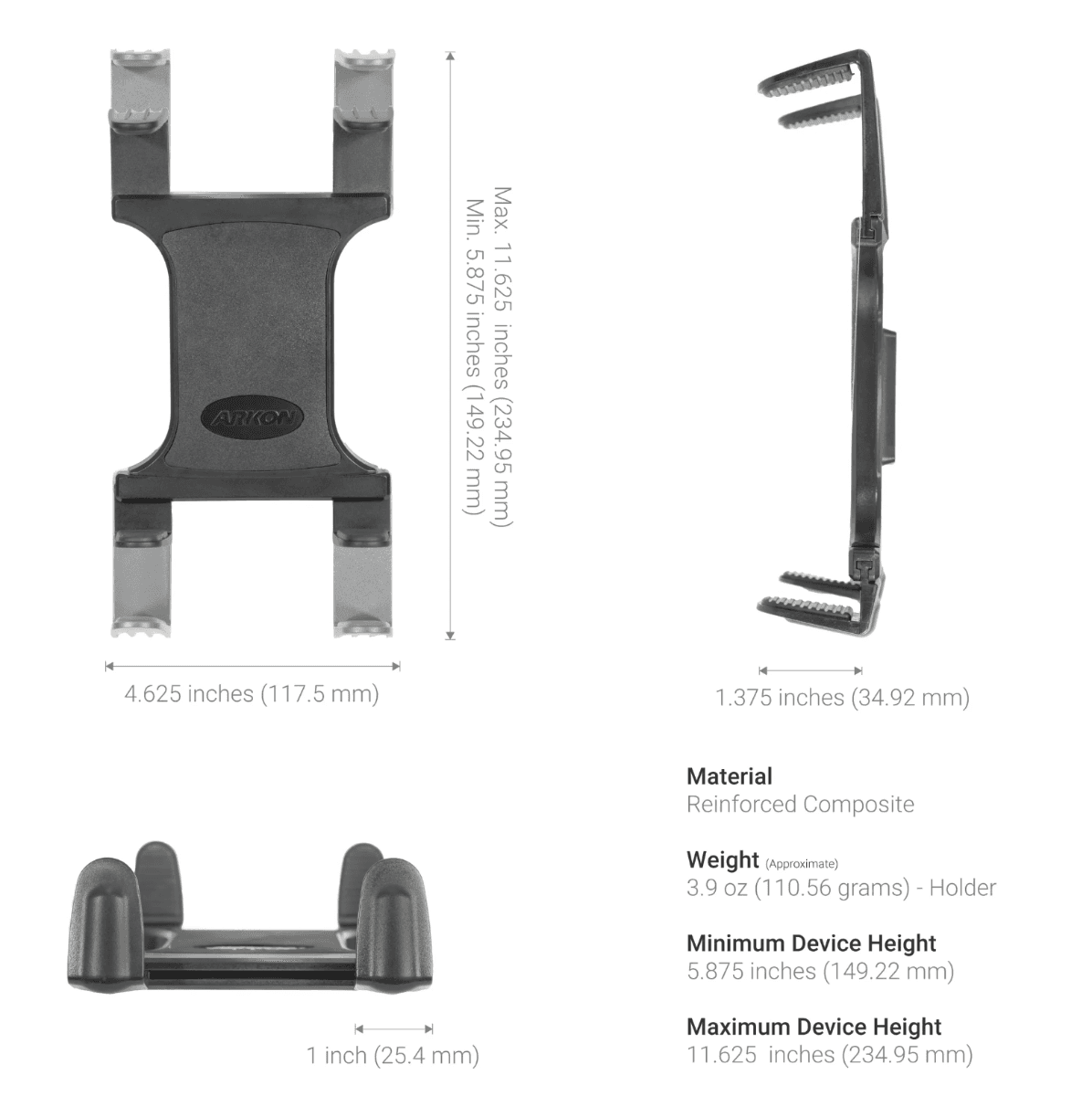 Arkon SteadyMag™ Magnetic Mount System with Slim-Grip® Tablet Holder