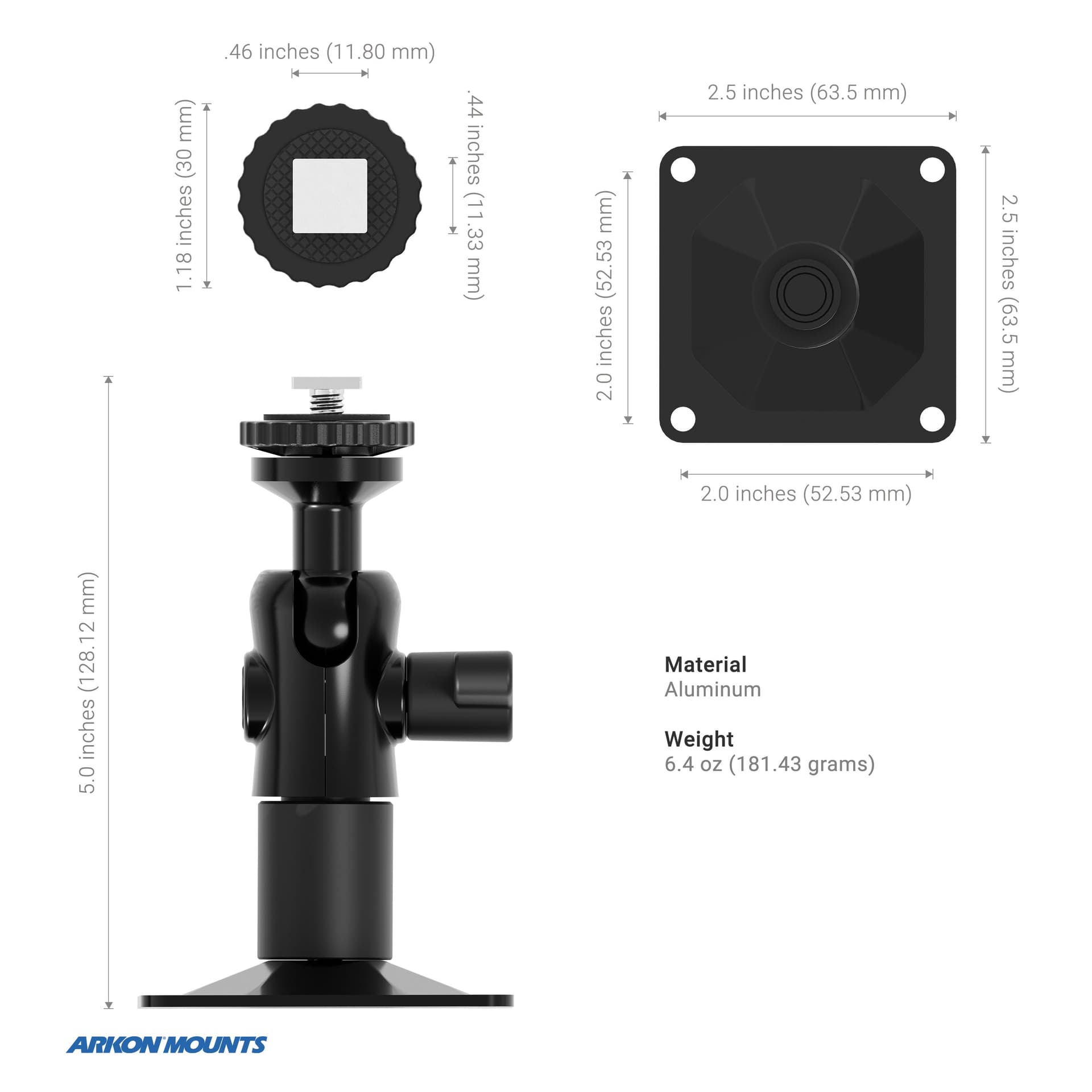 Arkon T-Bolt 20mm Ball Drill Base Mount - Image 5