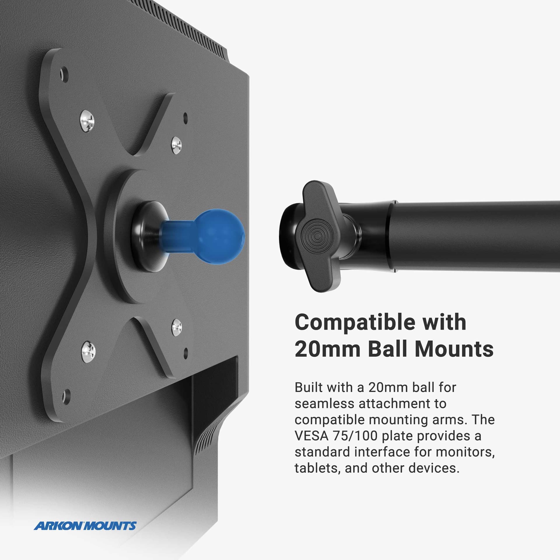 Arkon Heavy-Duty Multi-Angle Drill-Base Mounting Pedestal for VESA 75/VESA 100 Compatible Devices