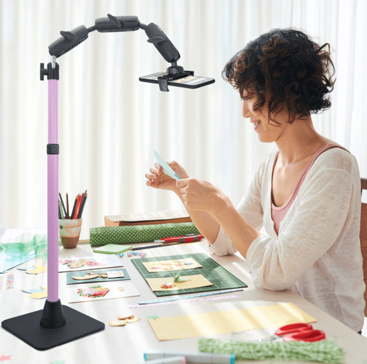 Arkon Remarkable Creator™ Pro Mount for Phone or Camera with Pink Extension Pole