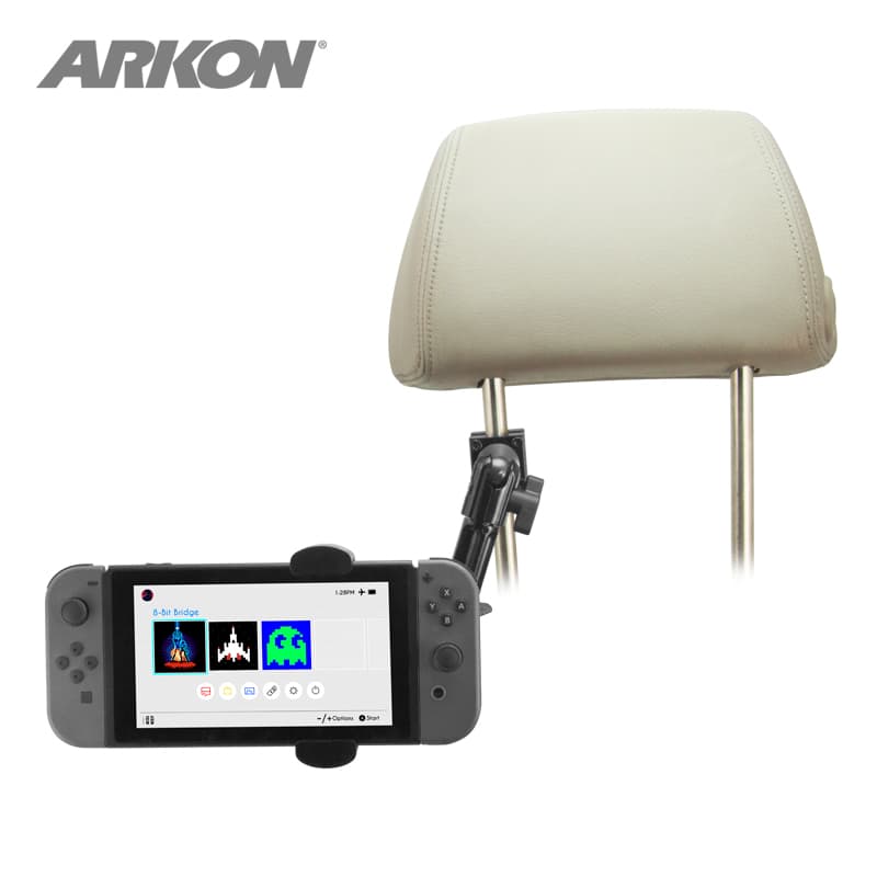 Arkon Headrest Mount with Multi-Angle Pedestal and RoadVise Phone and 8in Tablet Holder