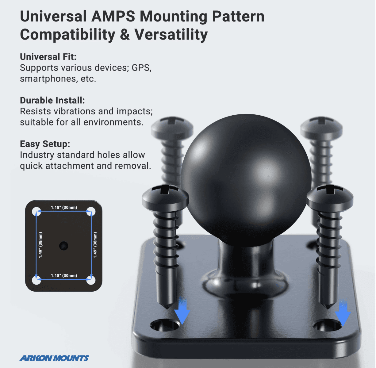 Arkon RoadVise® Ultra Motorcycle Handlebar Mirror Pinch Bolt Stem Phone and Tablet Mount