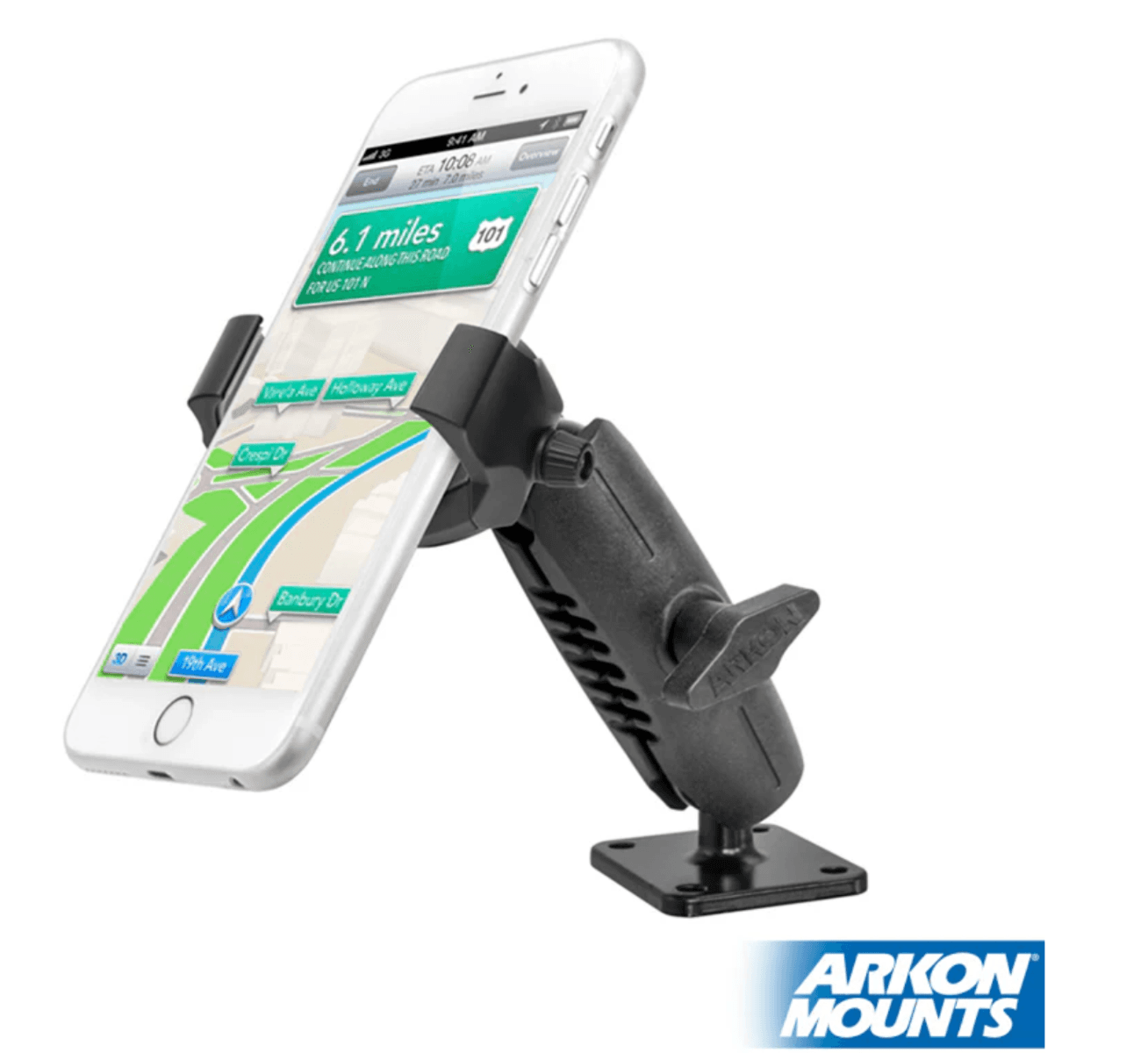 Arkon RoadVise® Ultra Metal 4-Hole AMPS Drill-Base Phone or Tablet Mount