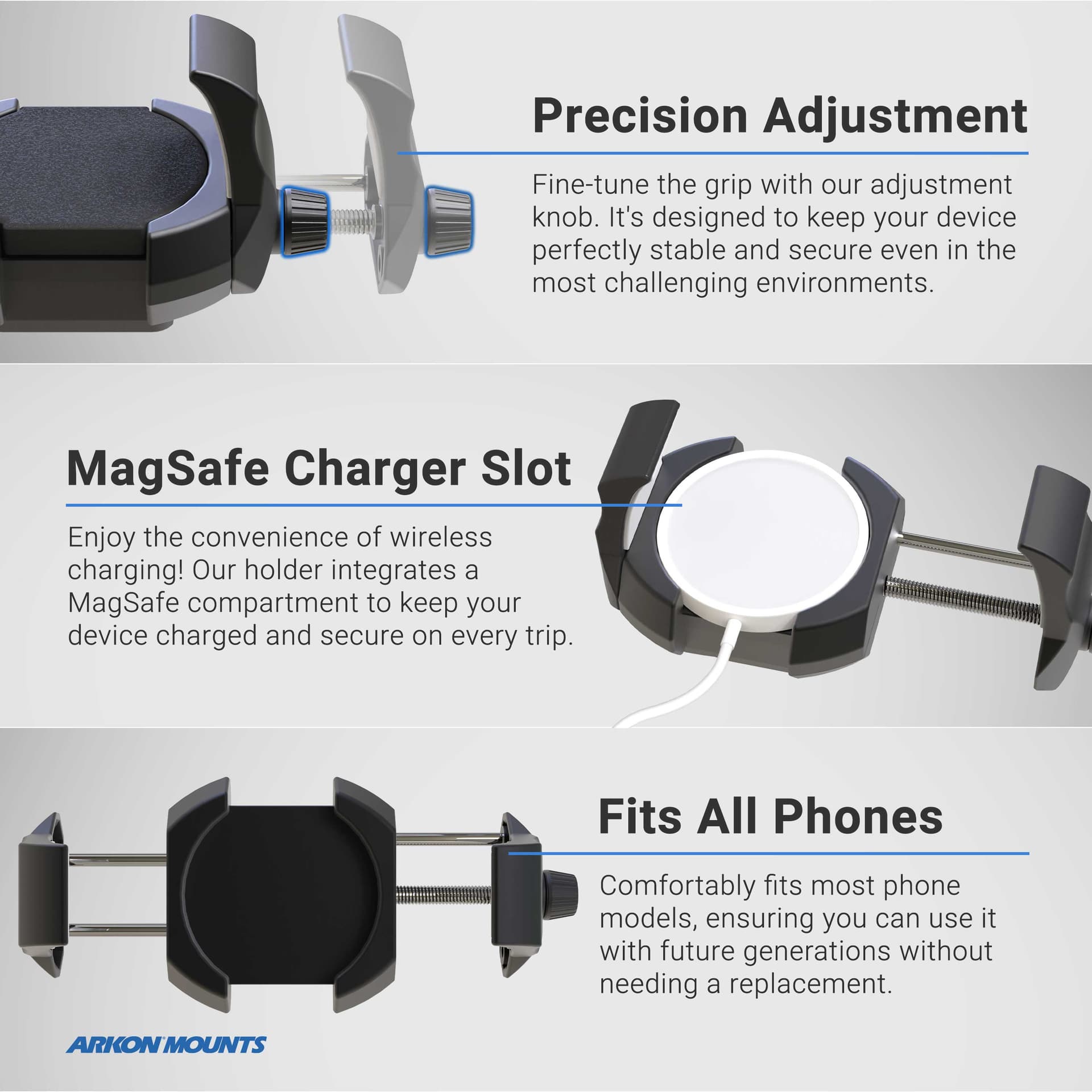Arkon RoadVise® Ultra Holder with OCTO™ Drill-Base Mount - Image 3