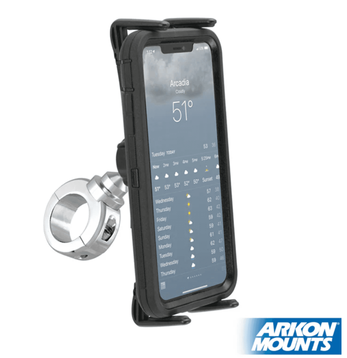 Arkon Slim-Grip® Ultra Premium Aluminum Motorcycle Handlebar Phone and Midsize Tablet Mount
