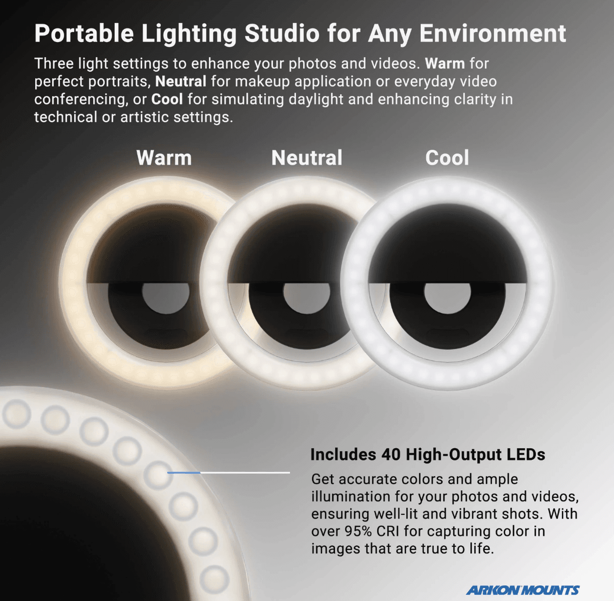 Arkon Phone Tripod Mount and LED Ring Light Bundle