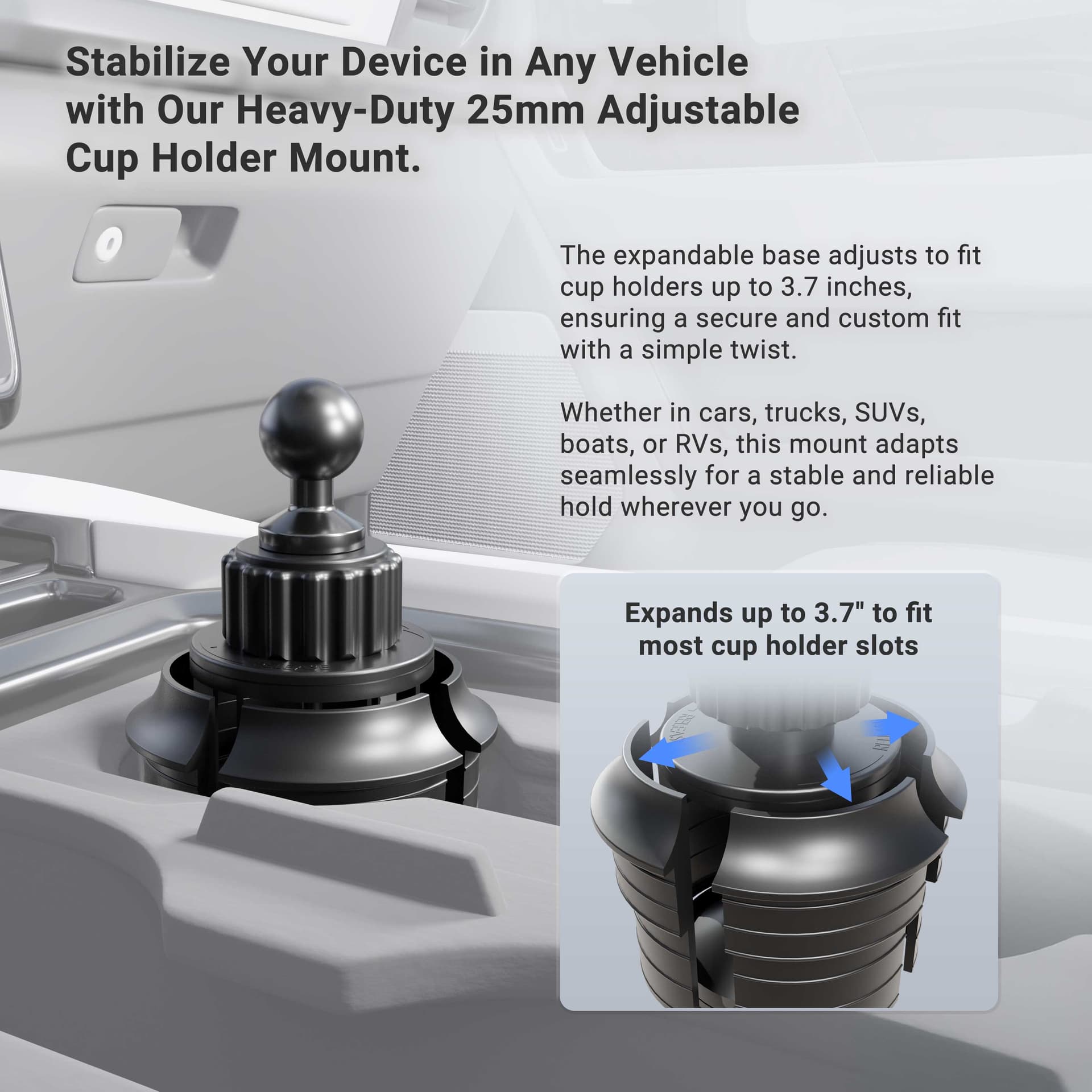 Arkon Magnetic Phone Holder with Cup Holder Mount and Dual 25mm Shaft Arm – MagSafe Compatible - Image 6