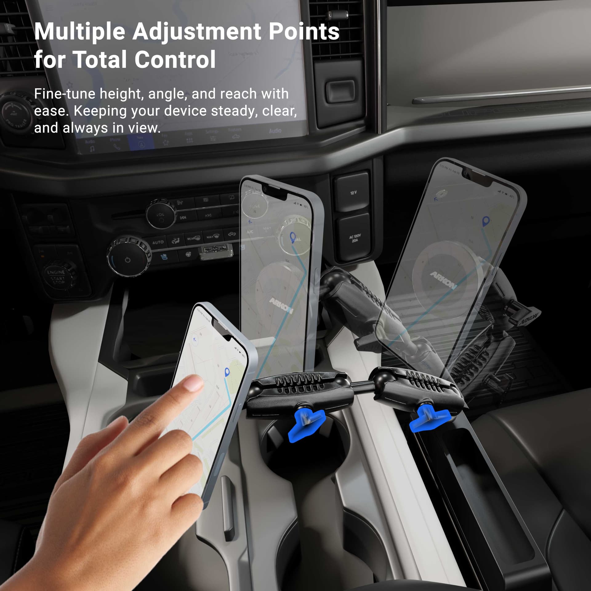 Arkon Magnetic Holder with Seat Wedge Mount and Dual Shaft Arm - MagSafe Compatible - Image 4