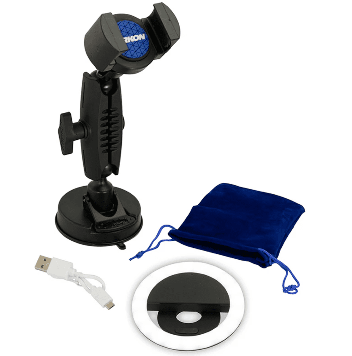 Arkon Suction RoadVise® Phone Mount and Ring Light Bundle
