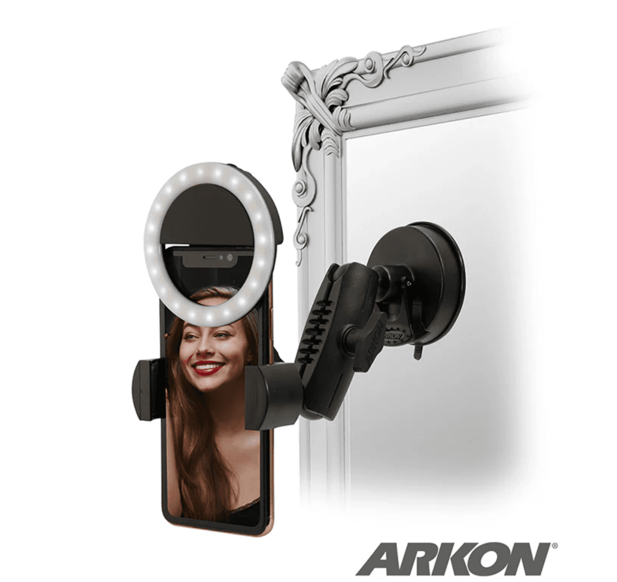Arkon Suction RoadVise® Phone Mount and Ring Light Bundle