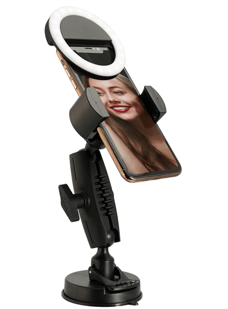 Arkon Suction RoadVise® Phone Mount and Ring Light Bundle