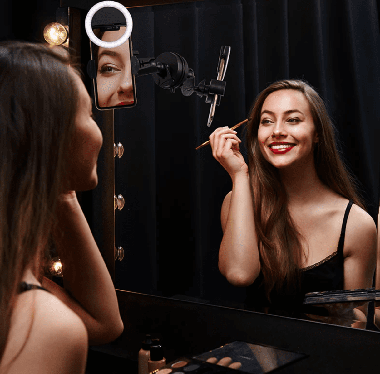 Arkon Suction RoadVise® Phone Mount and Ring Light Bundle