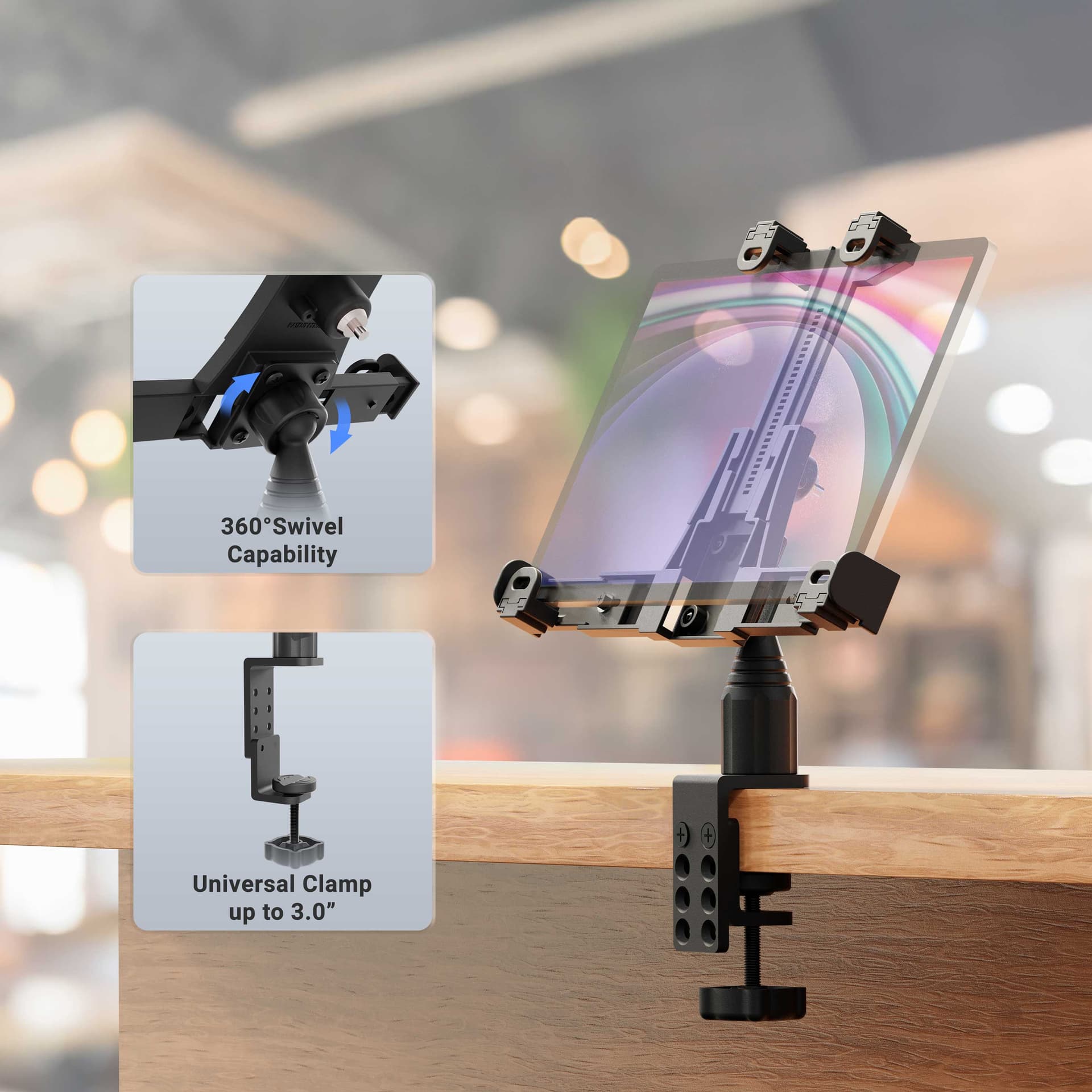 Arkon LockVise™ Locking POS Tablet Mount with Clamp Mount - Image 2