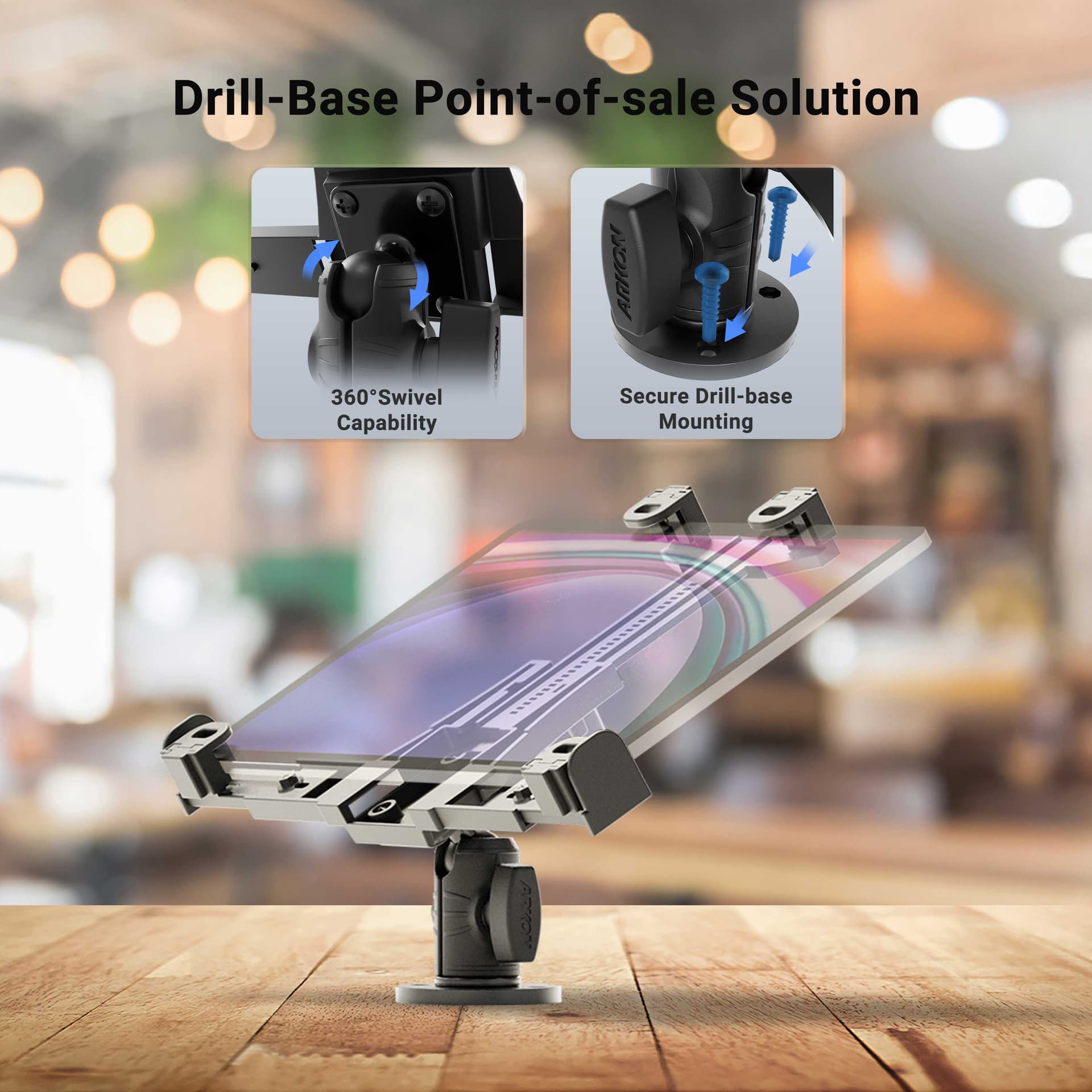Arkon LockVise™ POS Drill-Base Locking Tablet Mount - Image 2