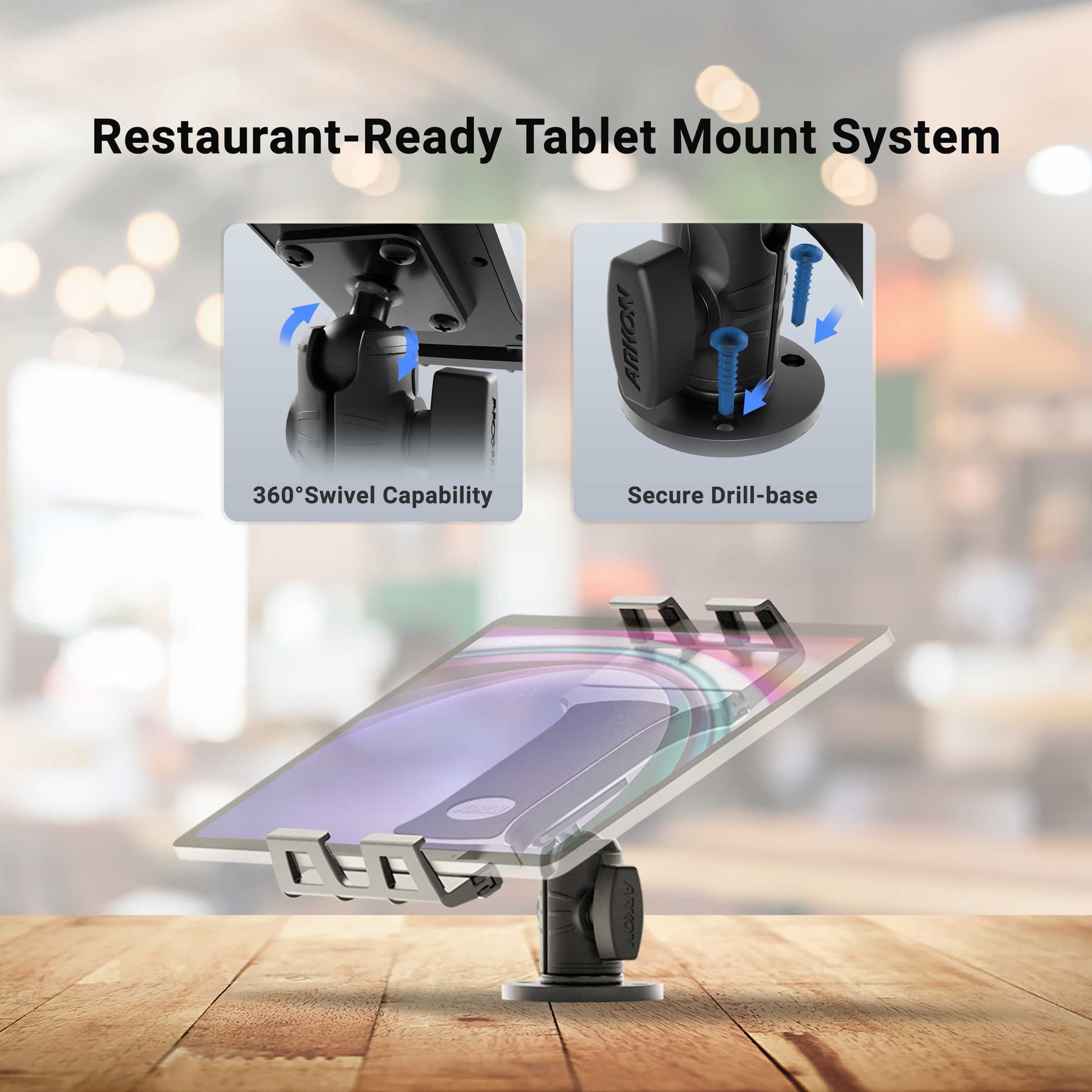 Arkon Slim-Grip® Ultra Pro POS Drill-Base Tablet Mount - Image 2