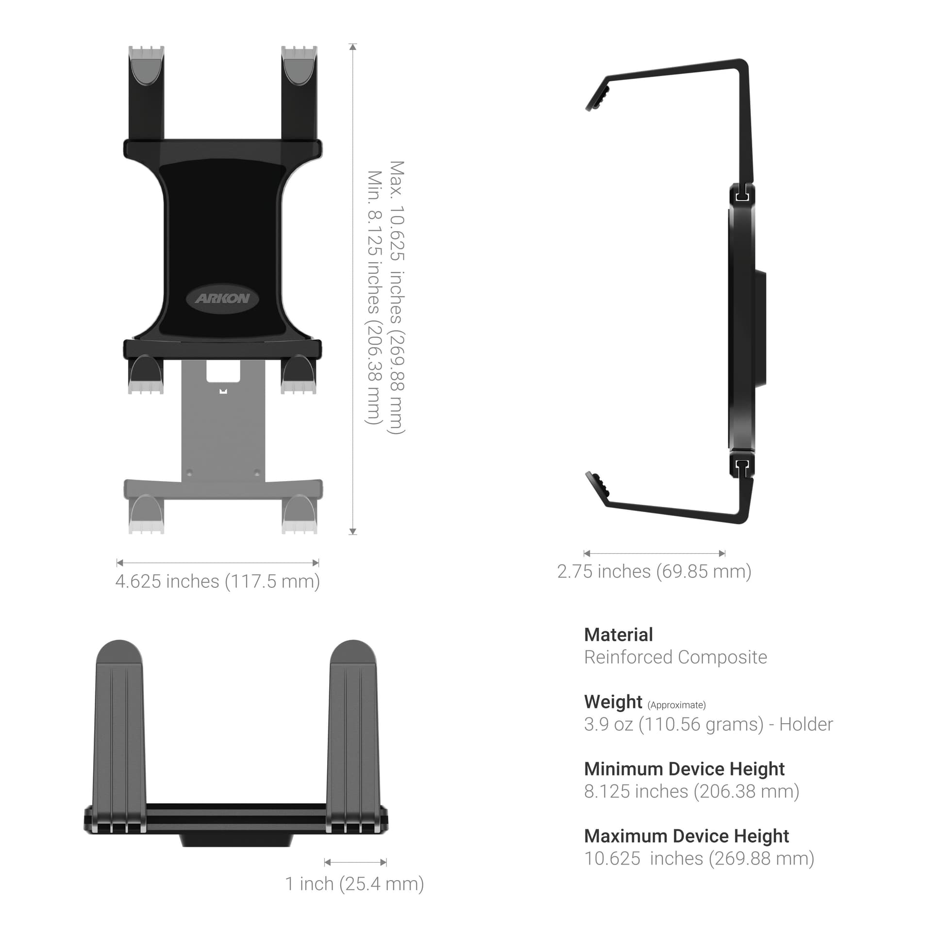 Arkon Portable Mobile Printer Car Truck Drill Base Mount for Zebra, Epson, Brother Printers