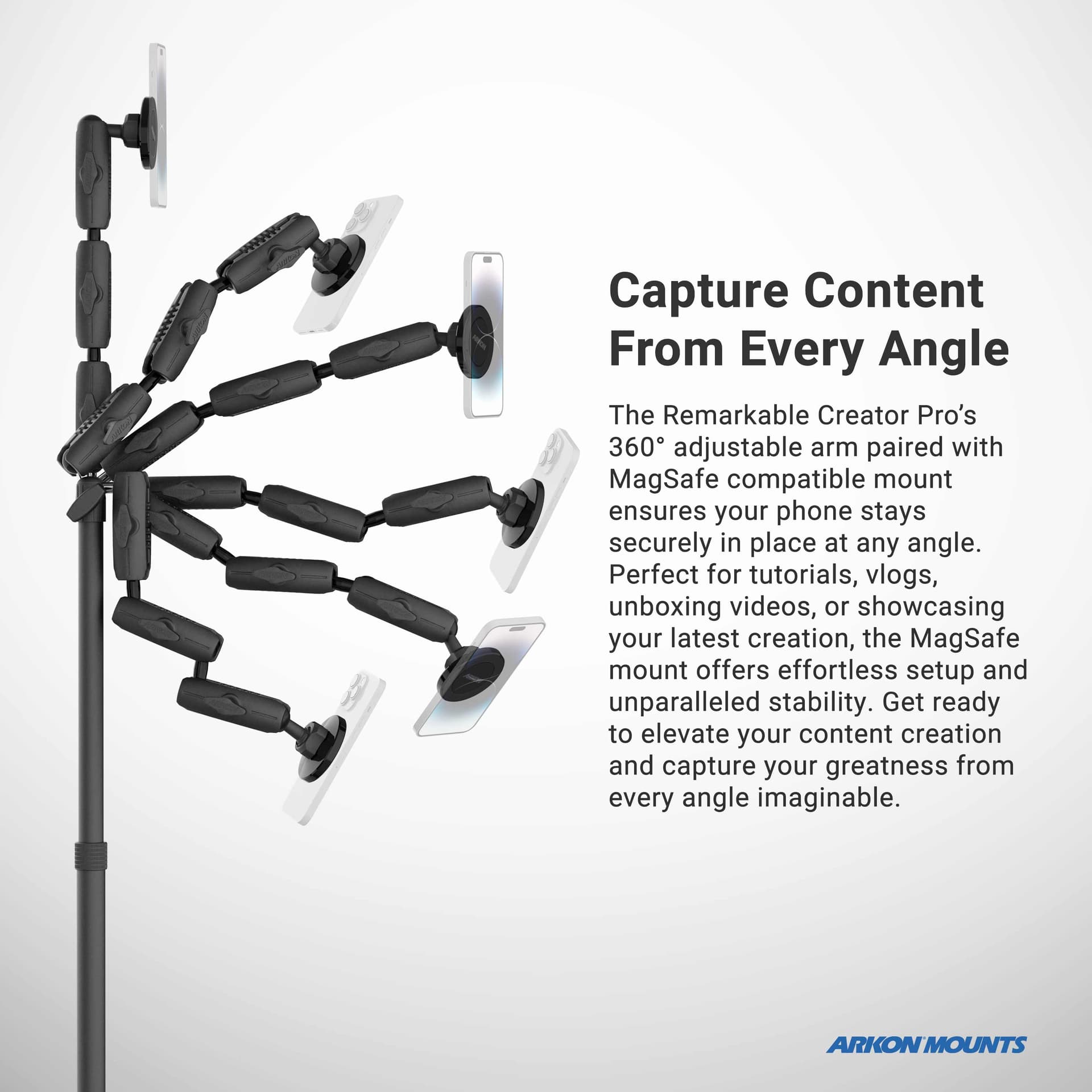 Arkon Remarkable Creator™ Pro+Plus Mount with MagSafe Compatible Holder - Image 4