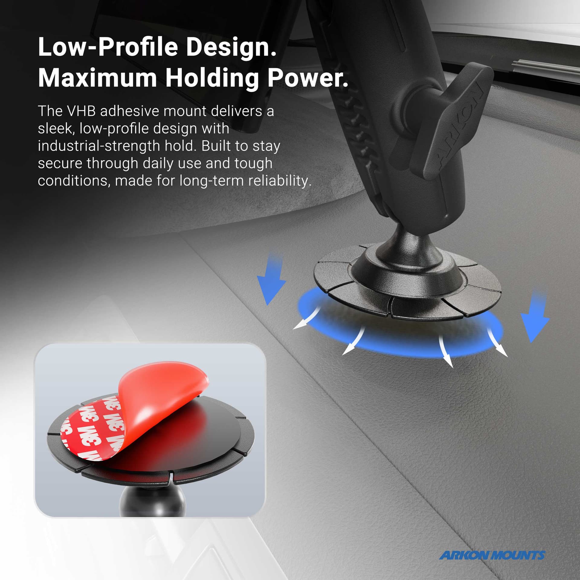Arkon Adhesive Mounting Pedestal - 17mm Ball Compatible - Image 3