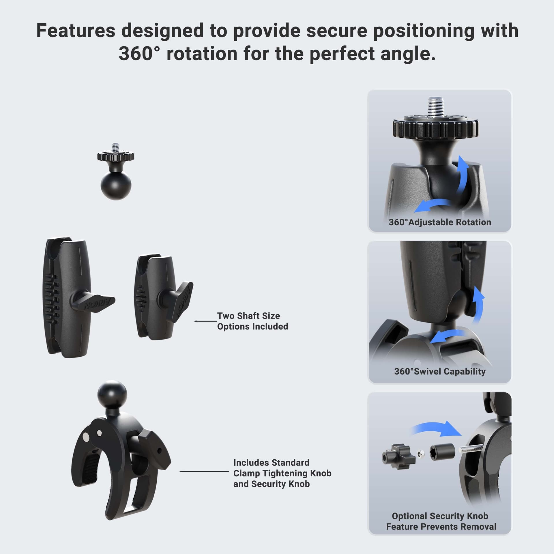 Arkon Robust Clamp Camera Mount with Security Knob