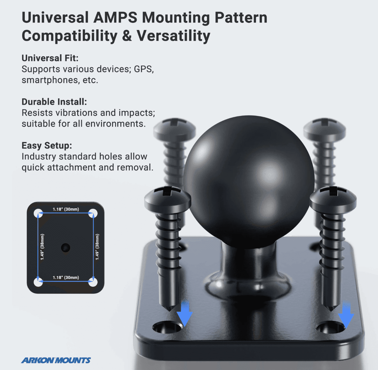 Arkon Robust Ratchet Mount with AMPS Plates