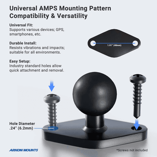 Arkon Circular Mounting Pattern with Diamond-Shaped Drill Base Mount