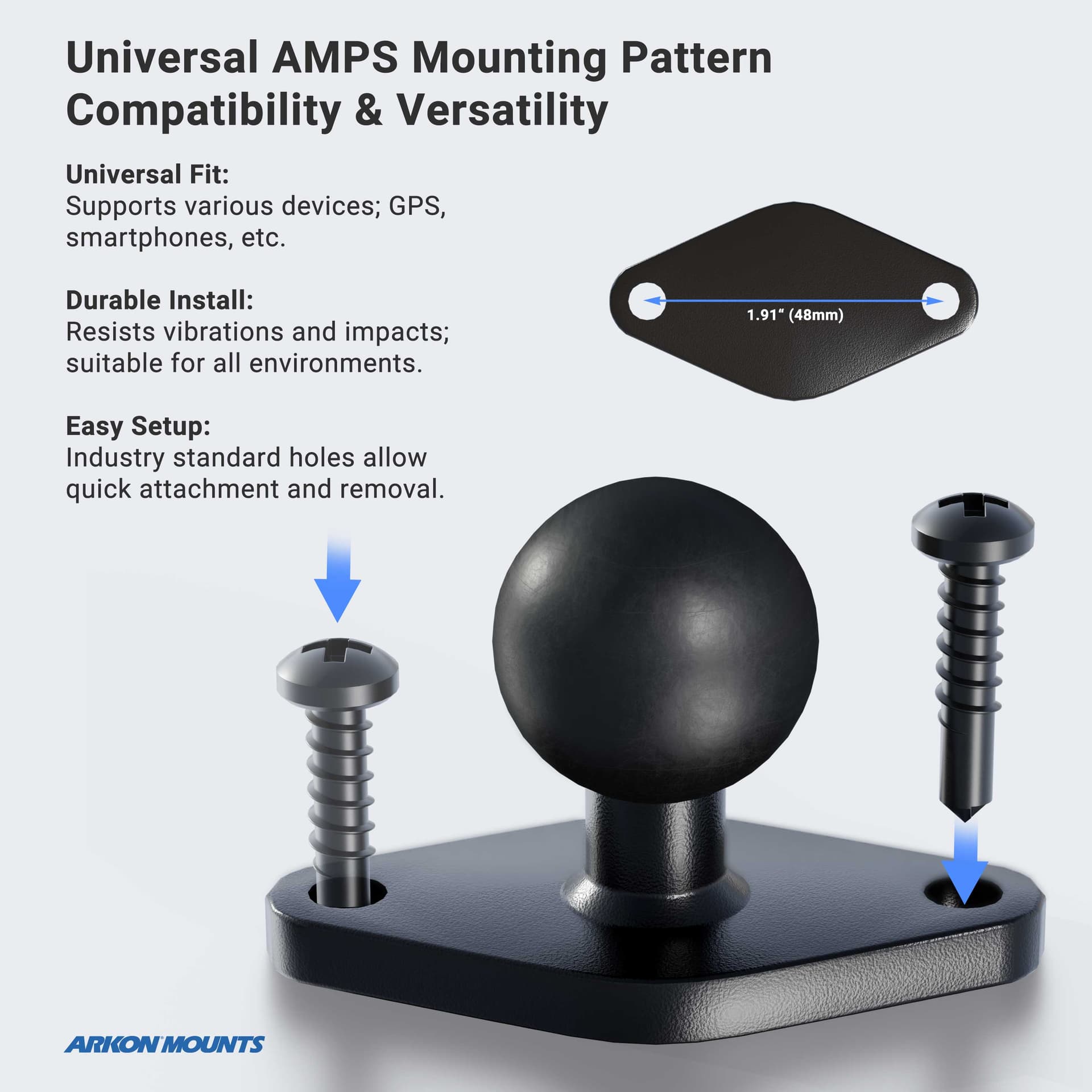 Arkon Circular Mounting Pattern with Diamond-Shaped Drill Base Mount - Image 5