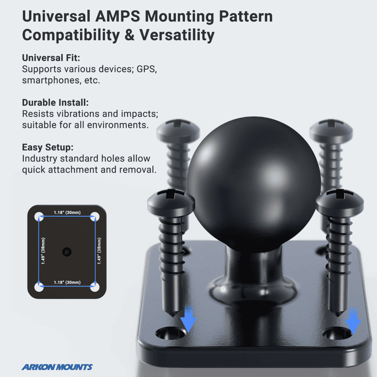 Arkon Robust VESA 75/VESA 100 Drill-Base AMPS Mount
