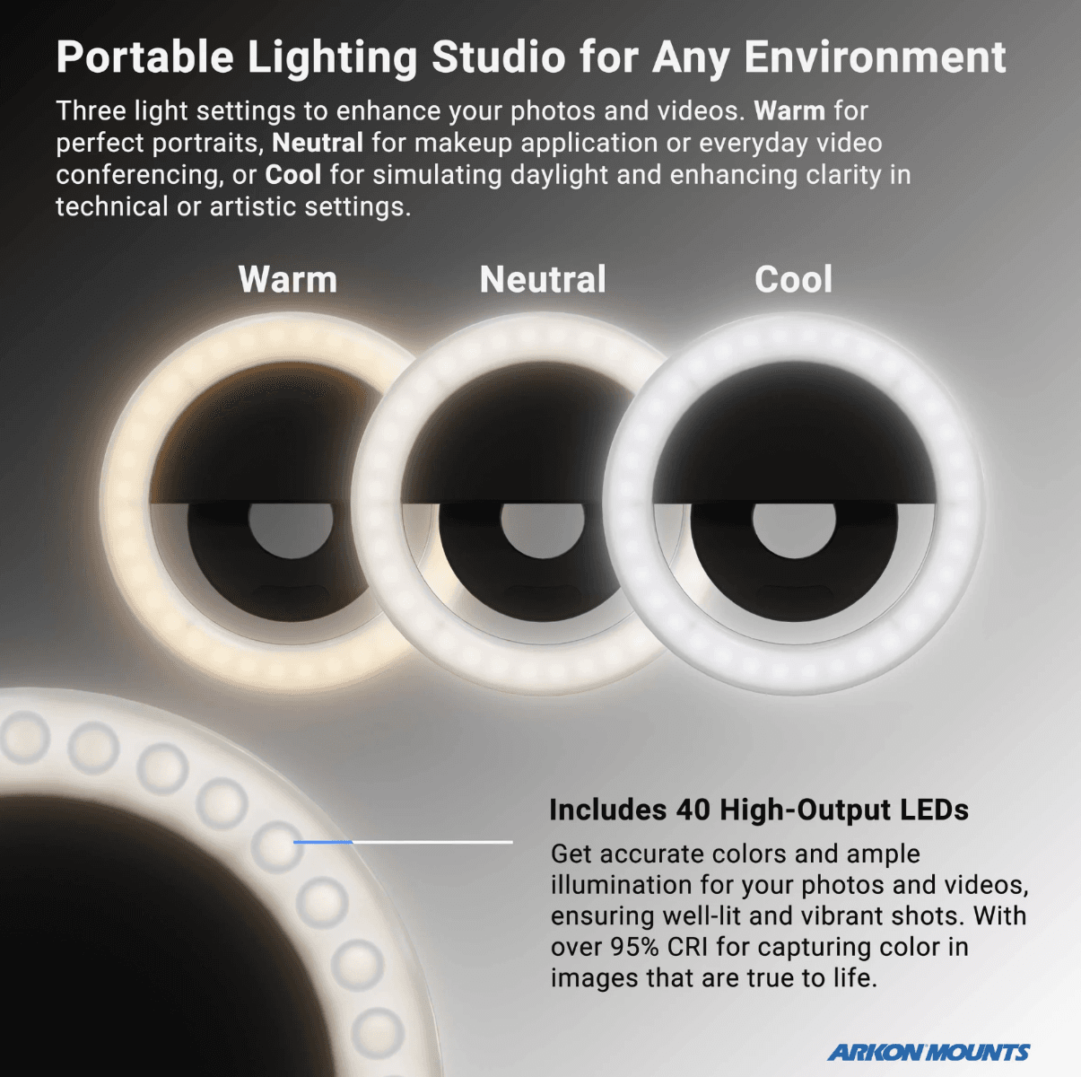 Arkon RoadVise® Tripod and Ring Light Bundle