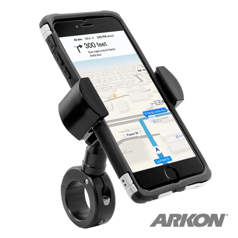 Arkon RoadVise Series - Universal Smartphone Mount for Motorcycles - Premium Black Metal (RV001WR + MC2B)