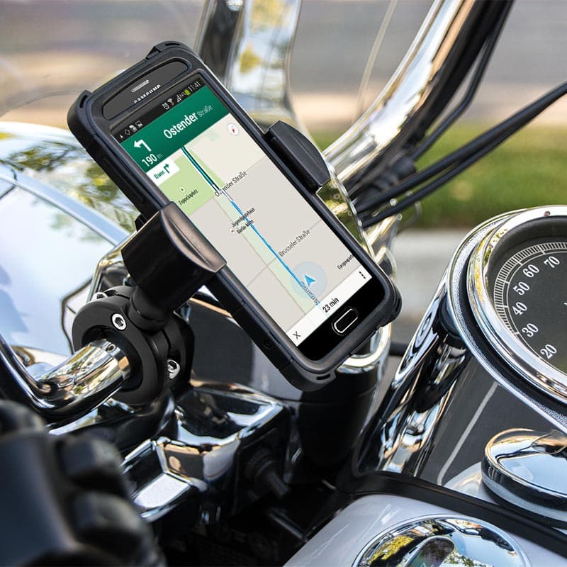 Arkon RoadVise Series - Universal Smartphone Mount for Motorcycles - Premium Black Metal (RV001WR + MC2B)