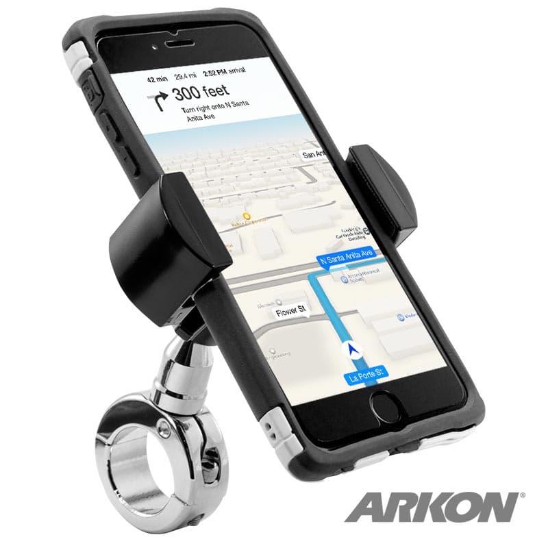 Arkon RoadVise Series - Universal Smartphone Mount for Motorcycles - Premium Chrome Metal (RV001WR + MC2C)