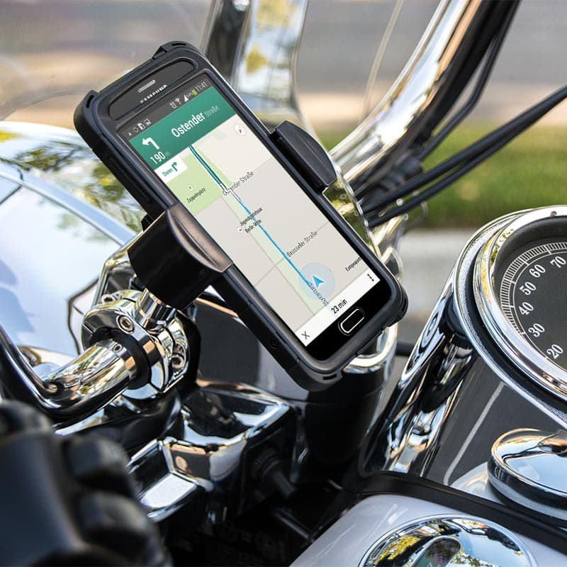 Arkon RoadVise Series - Universal Smartphone Mount for Motorcycles - Premium Chrome Metal (RV001WR + MC2C)