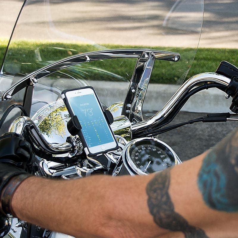 Arkon RoadVise Series - Universal Smartphone Mount for Motorcycles - Premium Chrome Metal (RV001WR + MC2C)