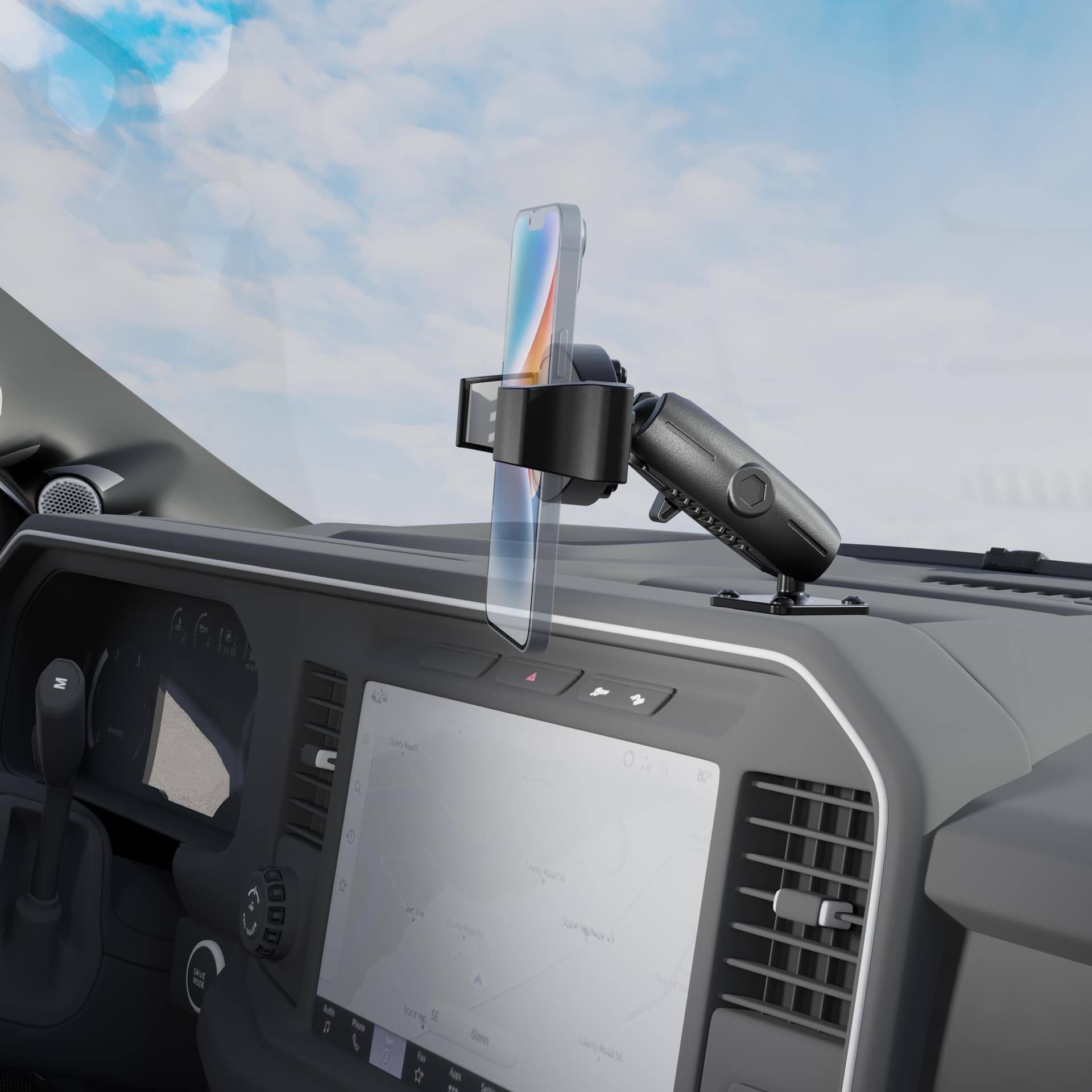 Arkon RoadVise® Ultra Pro Phone Holder 5” AMPS Drill-Base Mount - Image 4