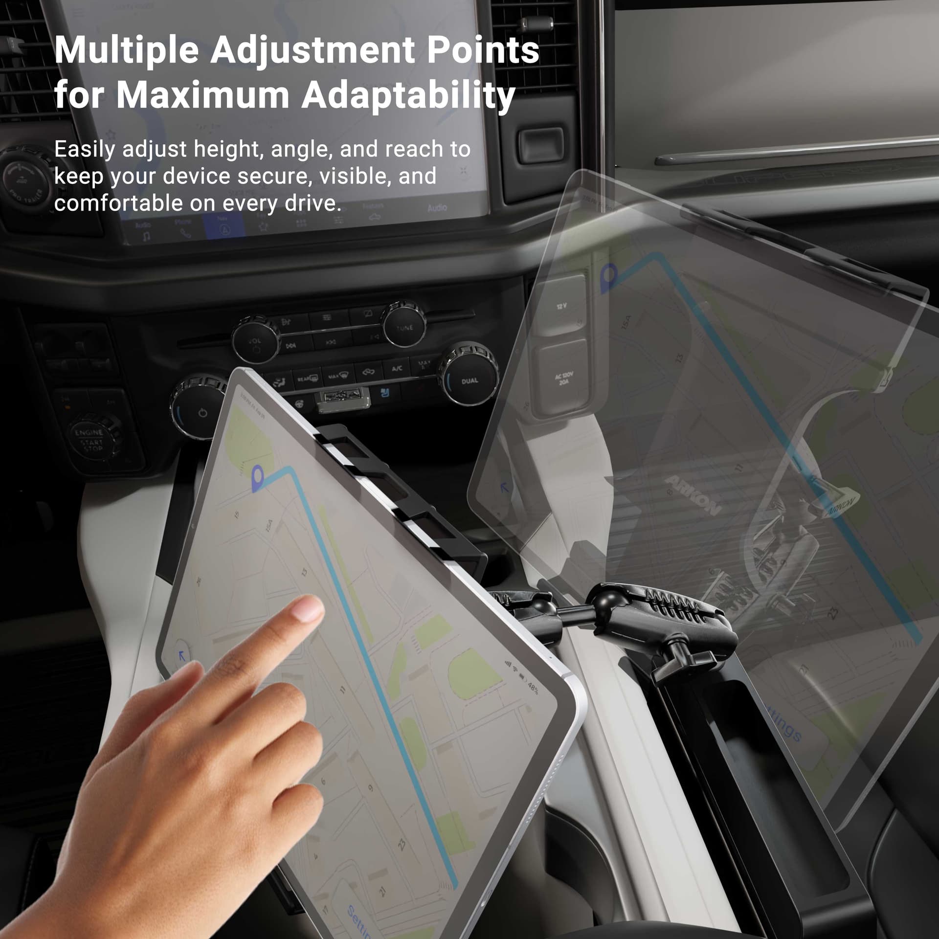 Arkon Heavy-Duty Truck Console Wedge Slim-Grip® Ultra Pro Tablet Holder - Image 4
