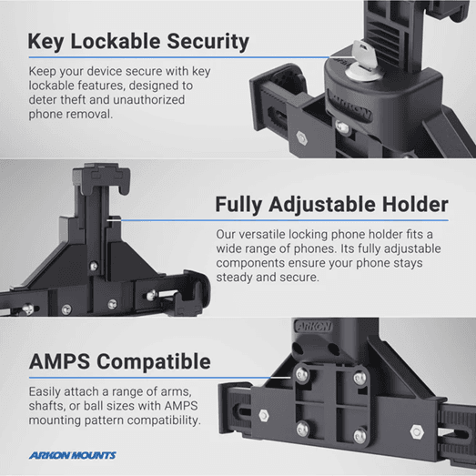 Arkon LockVise Universal Locking Phone Holder with Multi-Angle and Clamp Mount