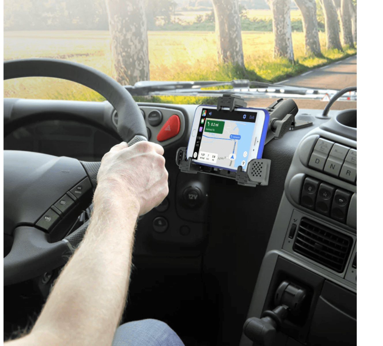 Arkon Locking Phone Mount with Robust™ Adjustable Arm and 4-Hole Metal AMPS Drill Base