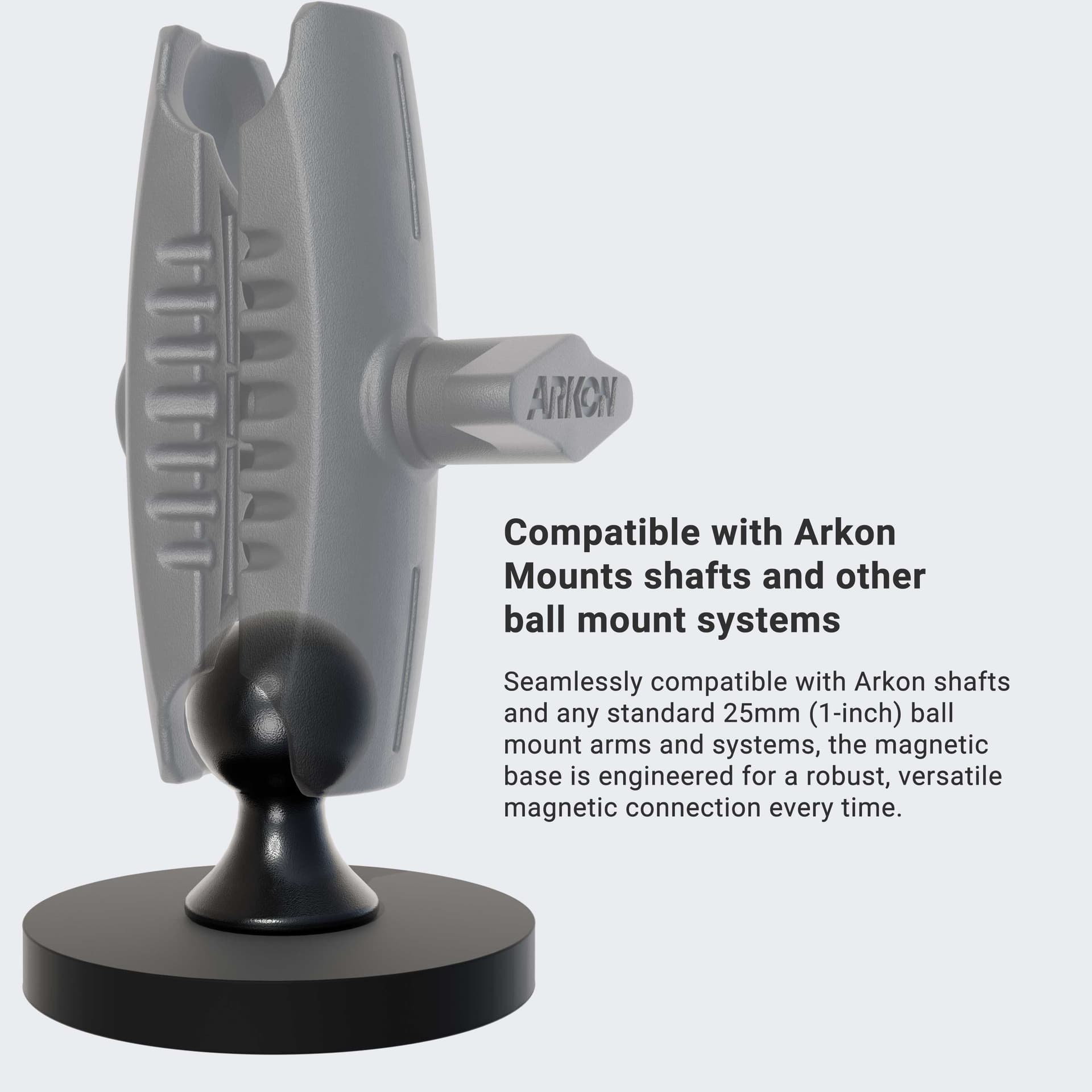 Arkon 65mm Diameter Round Heavy-Duty Magnetic Base with 25mm (1 inch) Ball