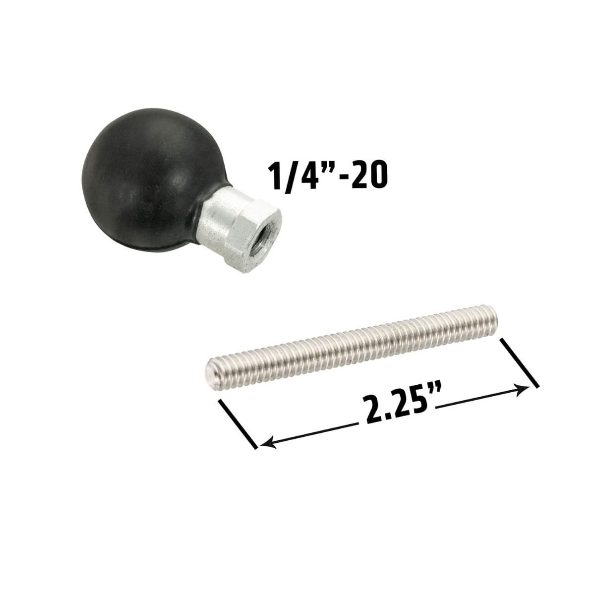 Arkon 25mm (1 inch) Ball Adapter with 1/4"-20 Female Threaded Hole and Hex Post