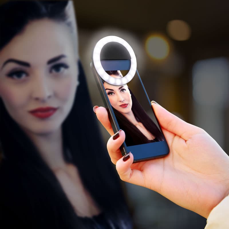 Arkon Rechargeable Selfie LED Clip-On Ring Light for Selfies and Streaming Live Video