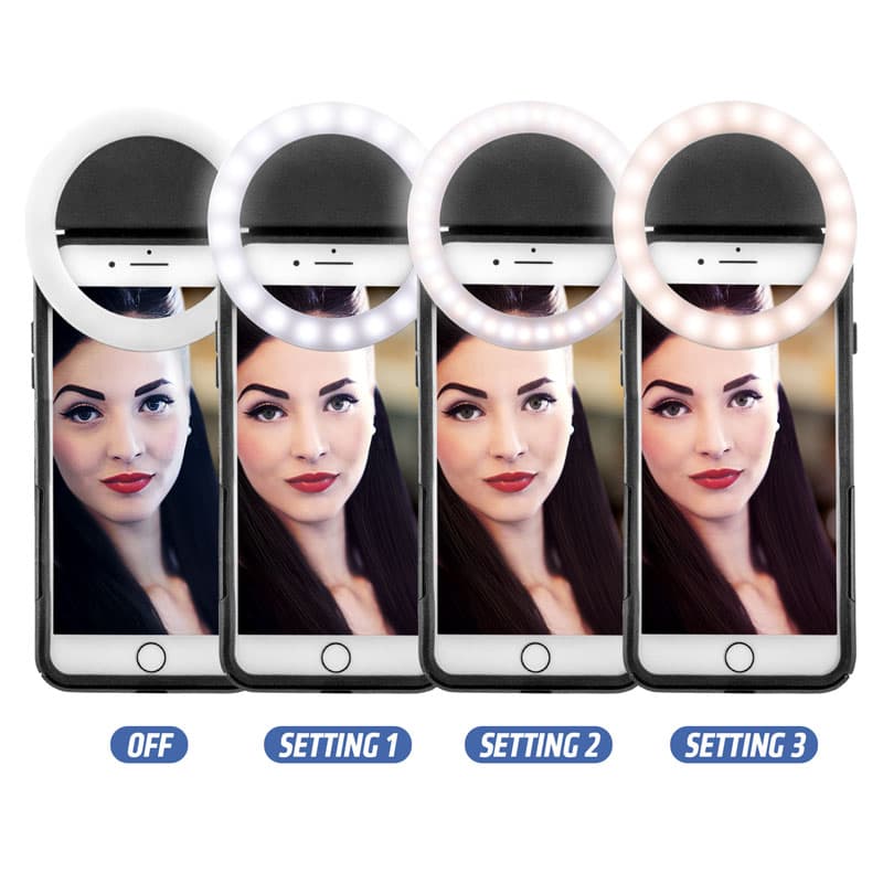Arkon Rechargeable Selfie LED Clip-On Ring Light for Selfies and Streaming Live Video