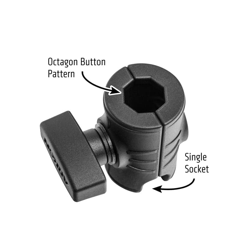 Arkon OCTO™ Series Single 25mm (1 inch) Ball Socket Arm with Octagon Button Socket