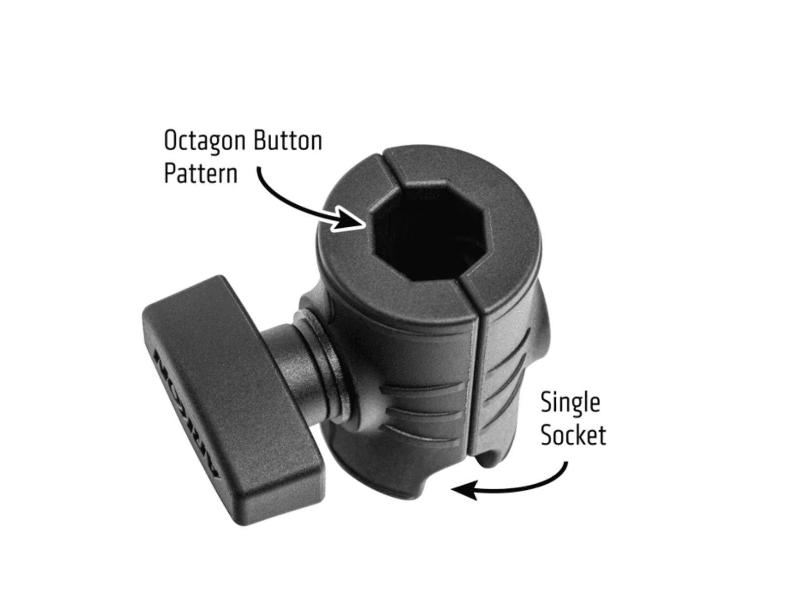 Arkon OCTO™ Series Single 25mm (1 inch) Ball Socket Arm with Octagon Button Socket