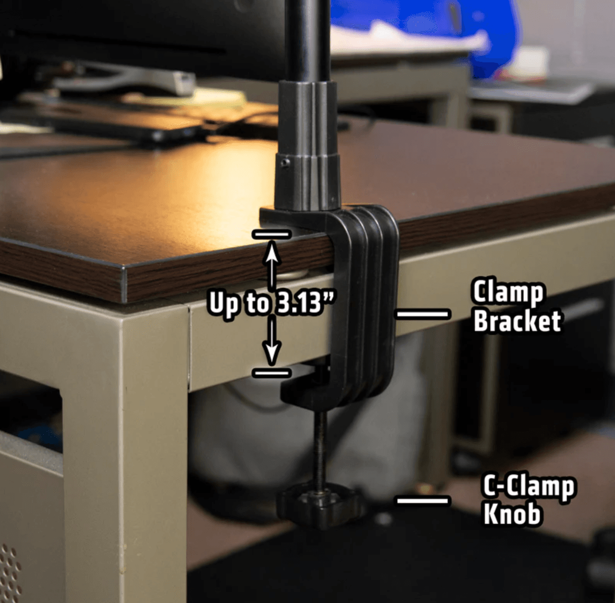Arkon Clamp and Extendable 17-29 inch Pole with 25mm (1 inch) Ball